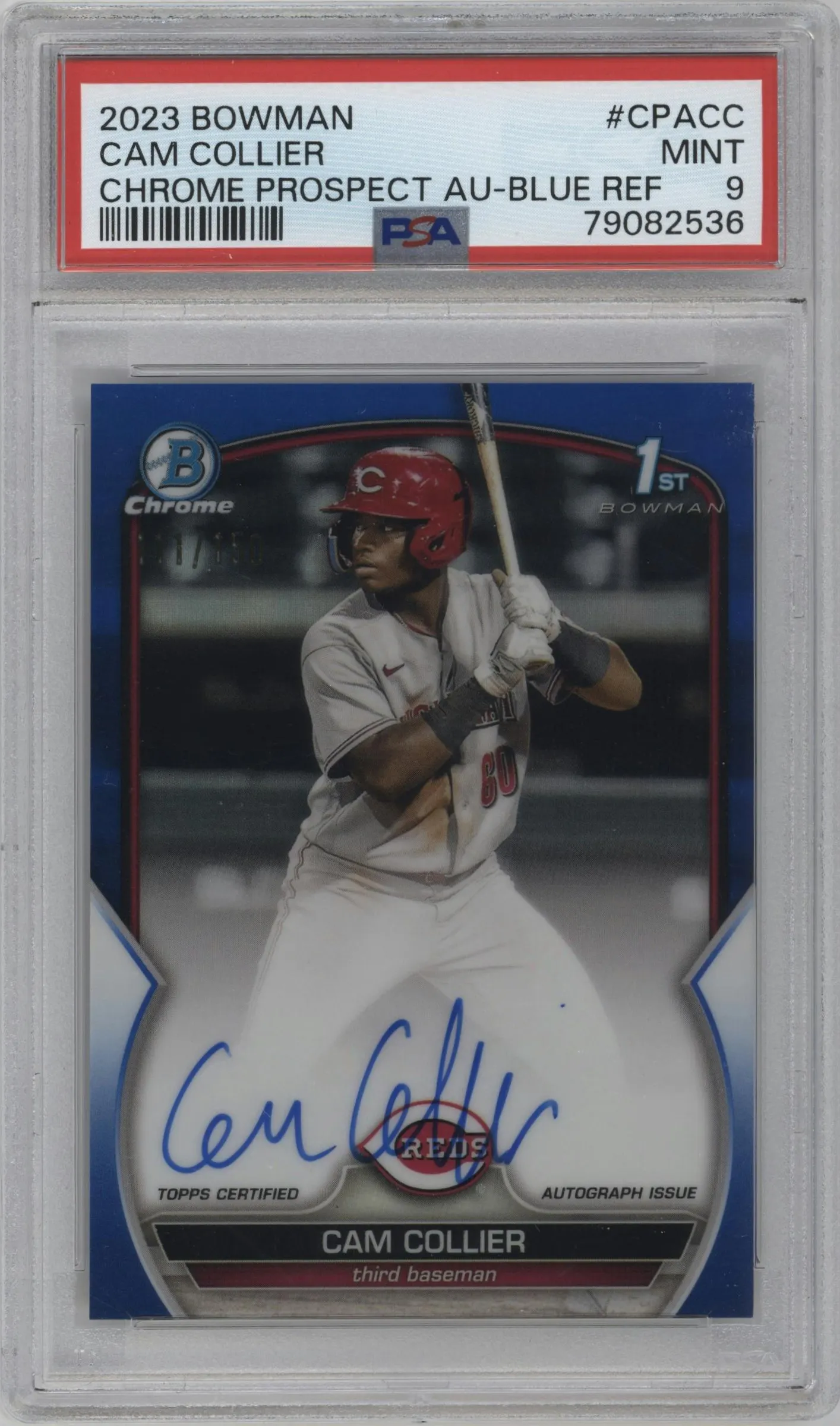 2023 Bowman Chr.Pros.Auto Cam Collier Blue Refractor #CPA-CC PSA 9