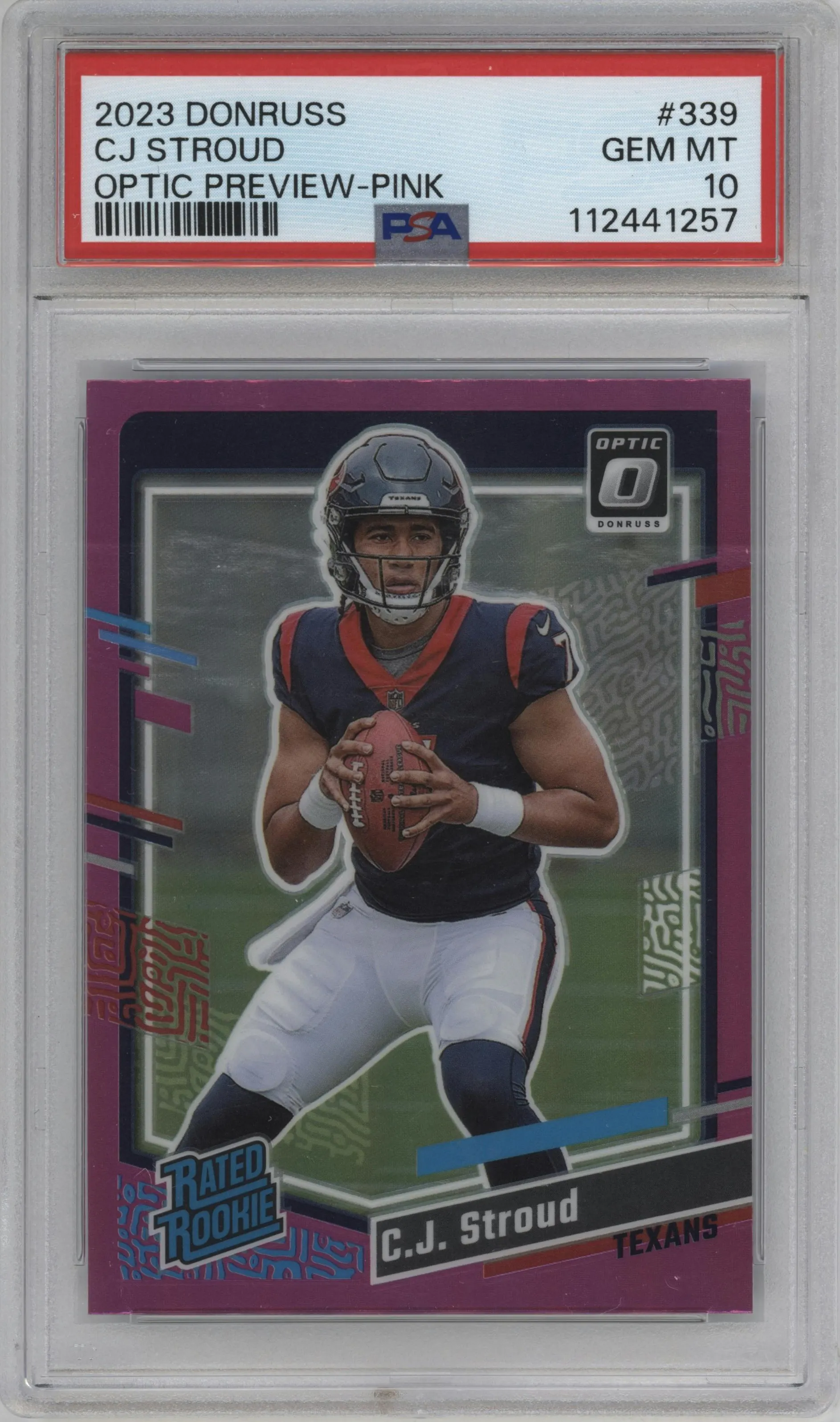 2023 Panini Donruss Opt.Rtd.Rke.Prev. C.J. Stroud Pink #339 PSA 10