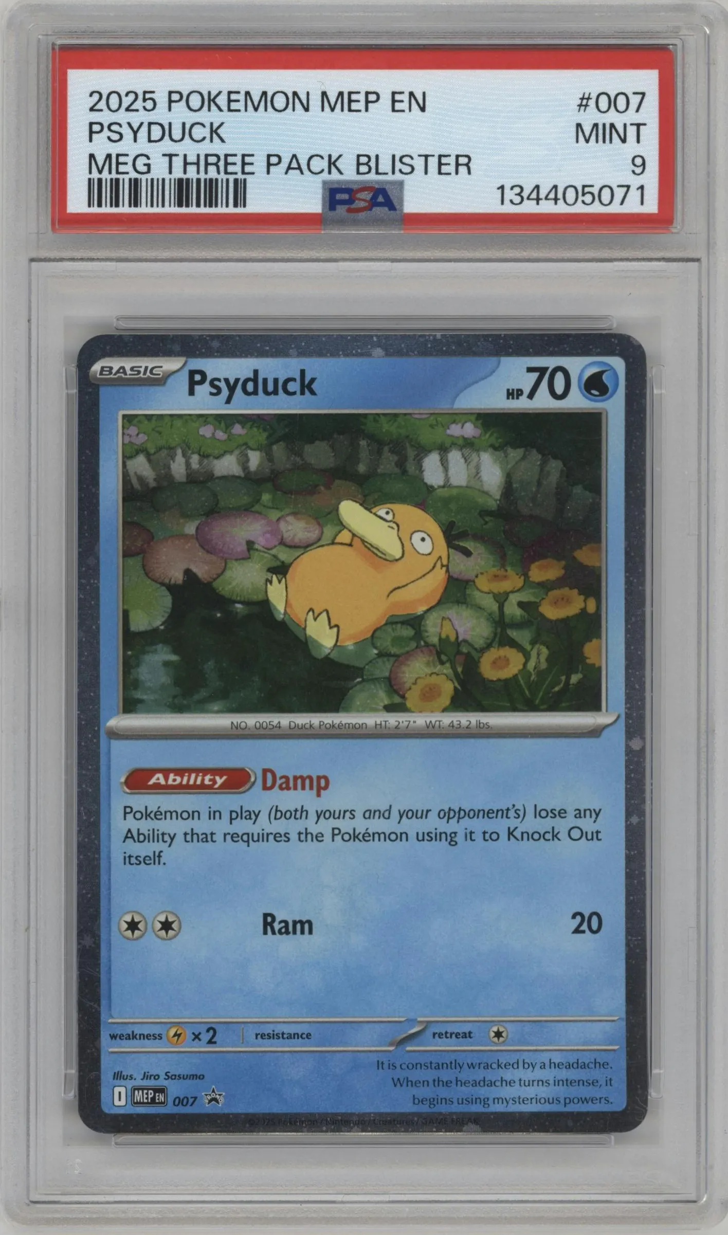 2025 Pokemon Mega Evolution Psyduck Mega Evolution Three Pack Blister #007 PSA 9
