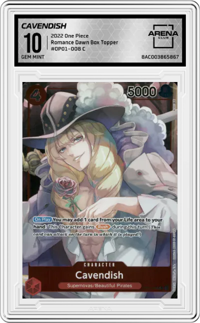 2022 One Piece Romance Dawn Cavendish Box Topper C #OP01-008 C ARENA CLUB 10