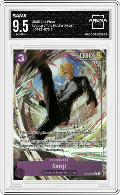 2025 One Piece Legacy of the Master Sanji Alternate Art R #OP12-070 R ARENA CLUB 9.5