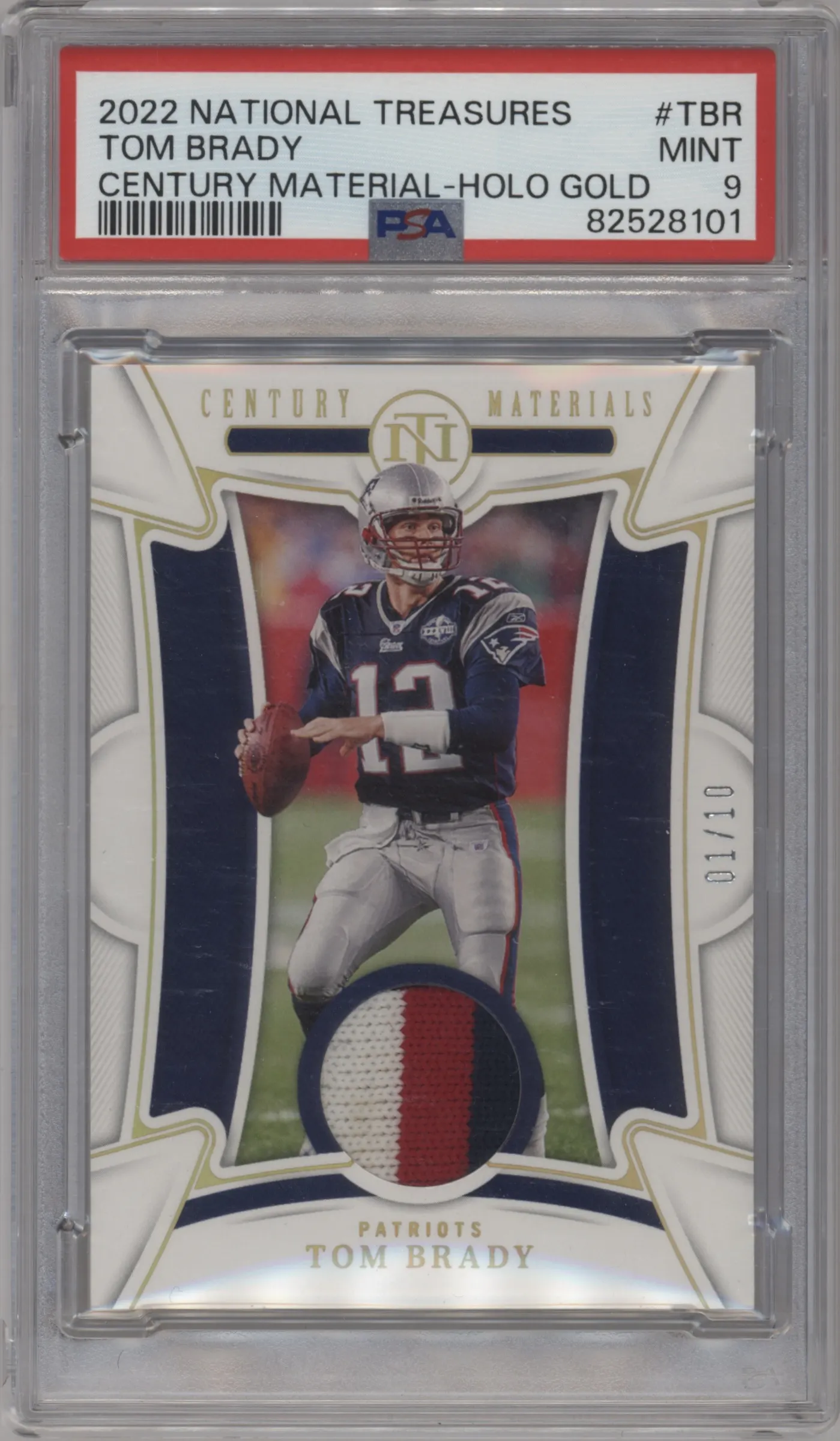2022 Panini National Treasures Century Mat. Tom Brady Holo Gold #CEN-TBR PSA 9