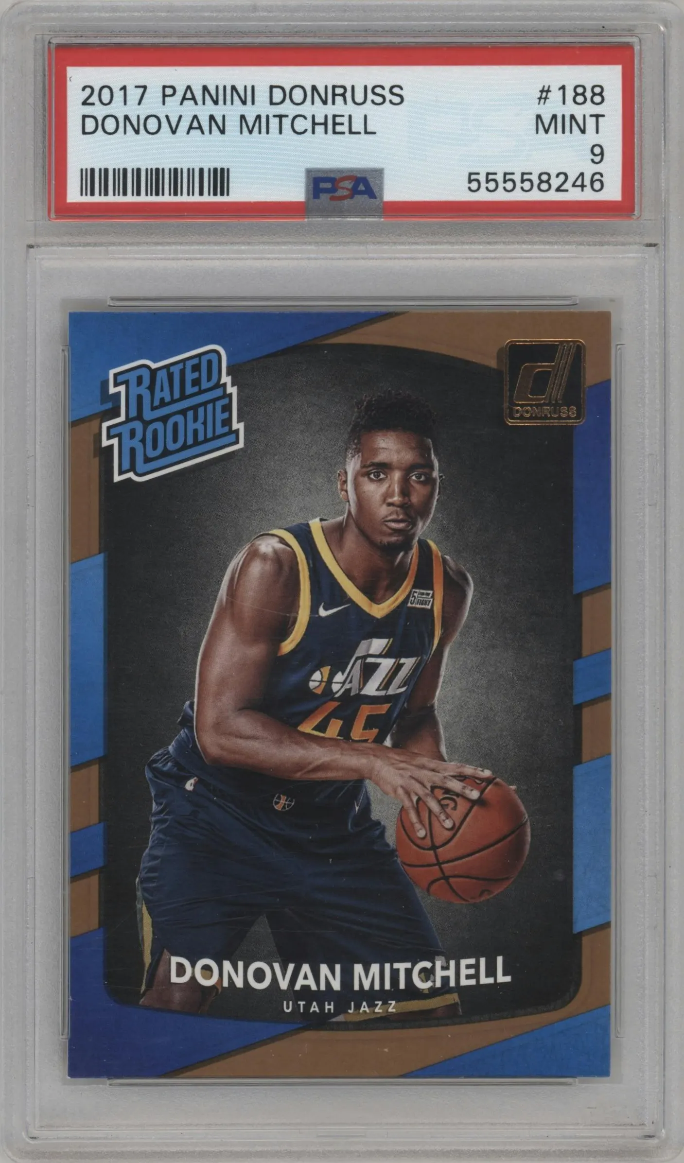 2017 Panini Donruss Rated Rookie Donovan Mitchell #188 PSA 9
