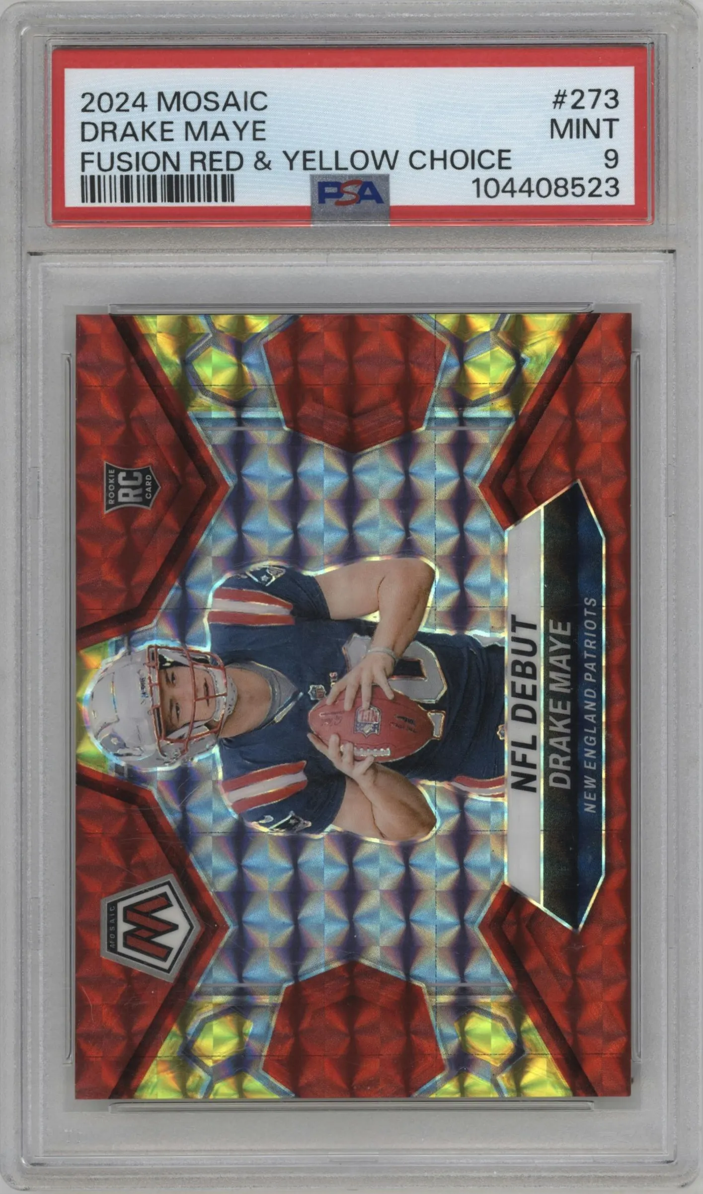 2024 Panini Mosaic Drake Maye Choice Red/Yellow Fusion #273 PSA 9