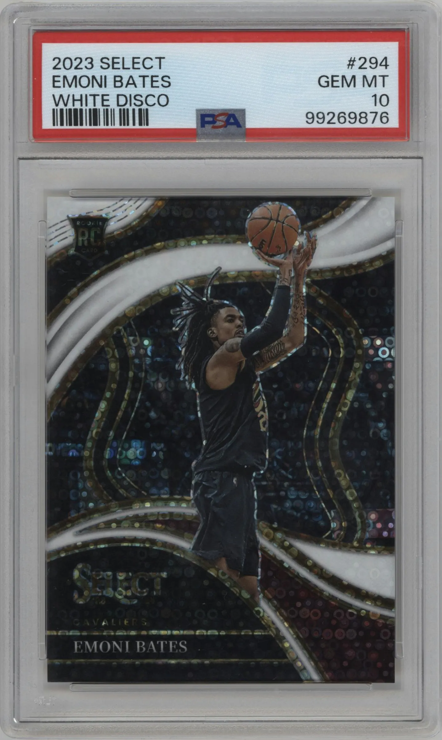 2023 Panini Select Courtside Emoni Bates Disco White #294 PSA 10