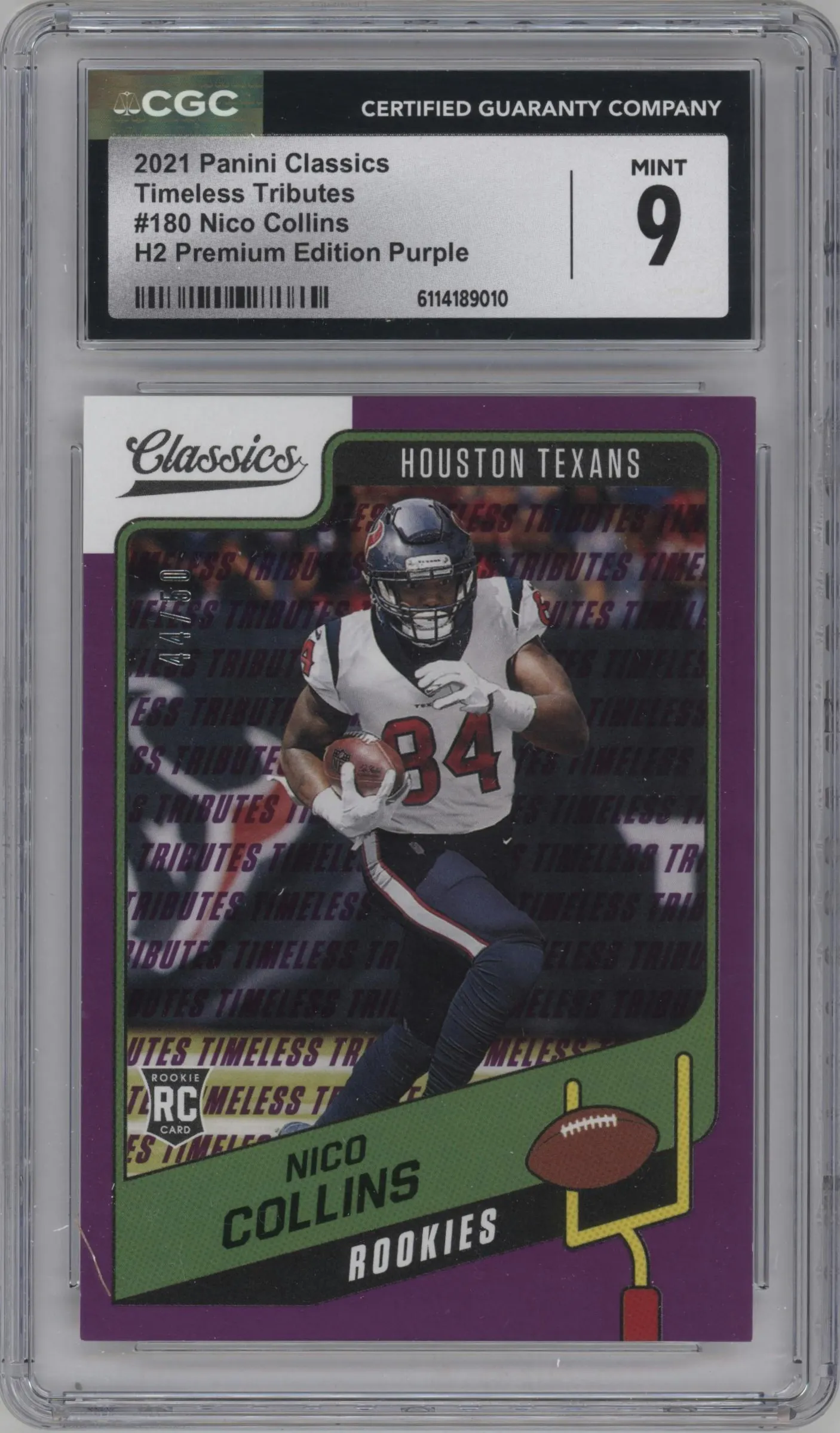 2021 Panini Classics PE Timeless Tributes Nico Collins Purple CGC 9