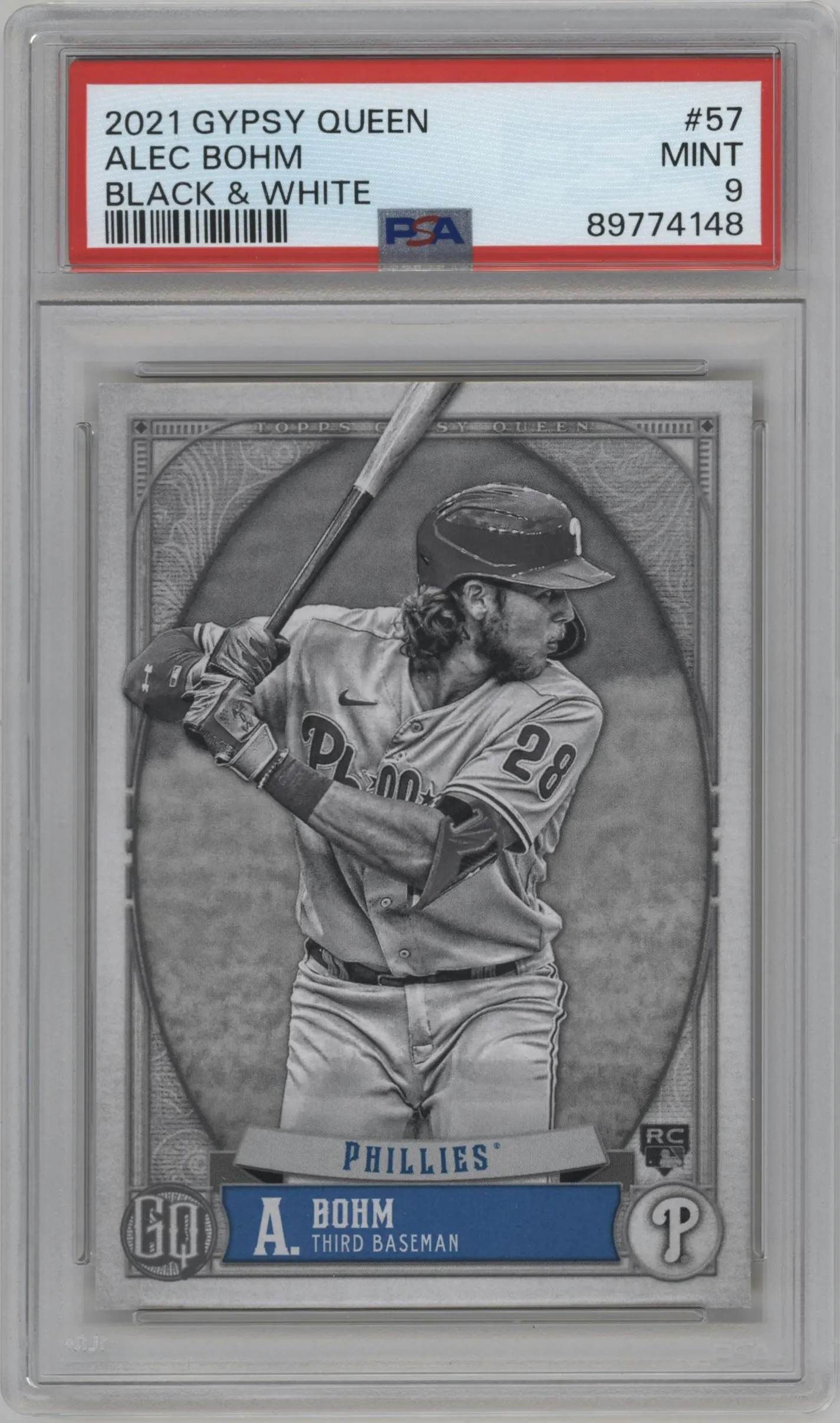 2021 Topps Gypsy Queen Alec Bohm Black and White #57 PSA 9