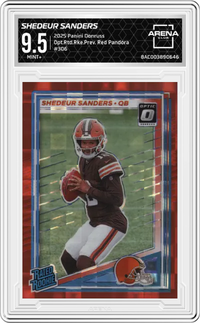 2025 Panini Donruss Opt.Rtd.Rke.Prev. Shedeur Sanders Red Pandora ARENA CLUB 9.5