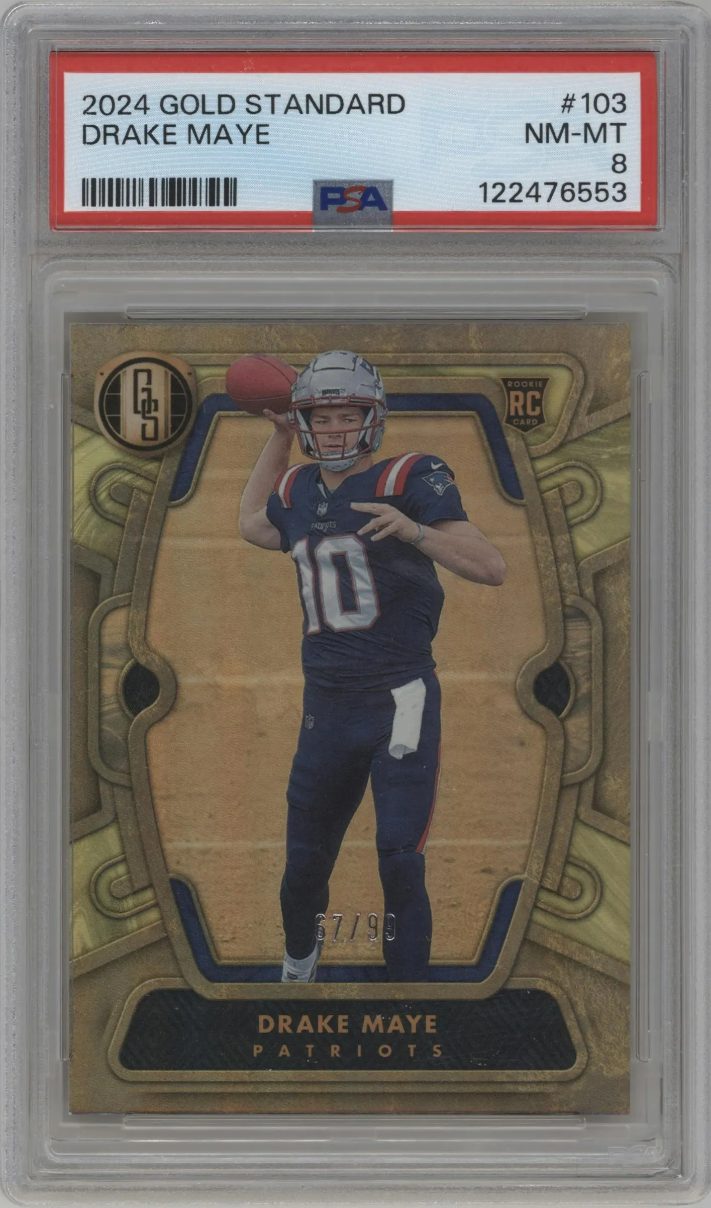 2024 Panini Gold Standard Drake Maye #103 PSA 8