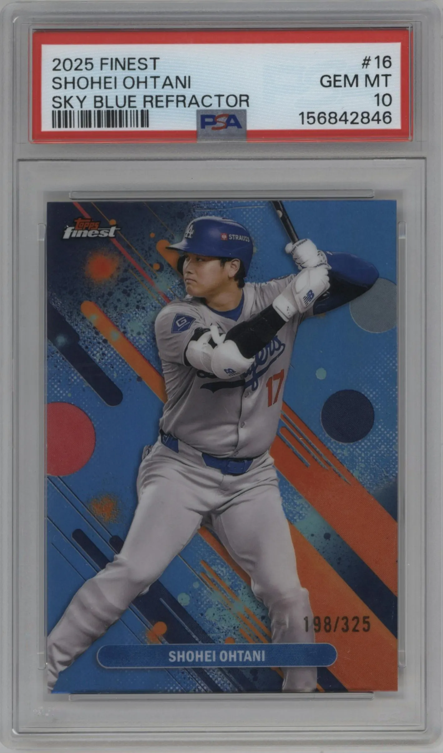 2025 Topps Finest Shohei Ohtani Sky Blue Refractor #16 PSA 10