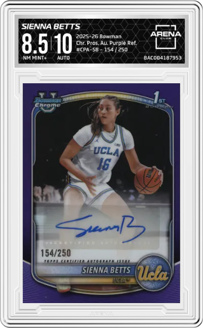 2025 Bowman Chr. Pros. Au. Sienna Betts Purple Refractor #CPA-SB ARENA CLUB 8.5