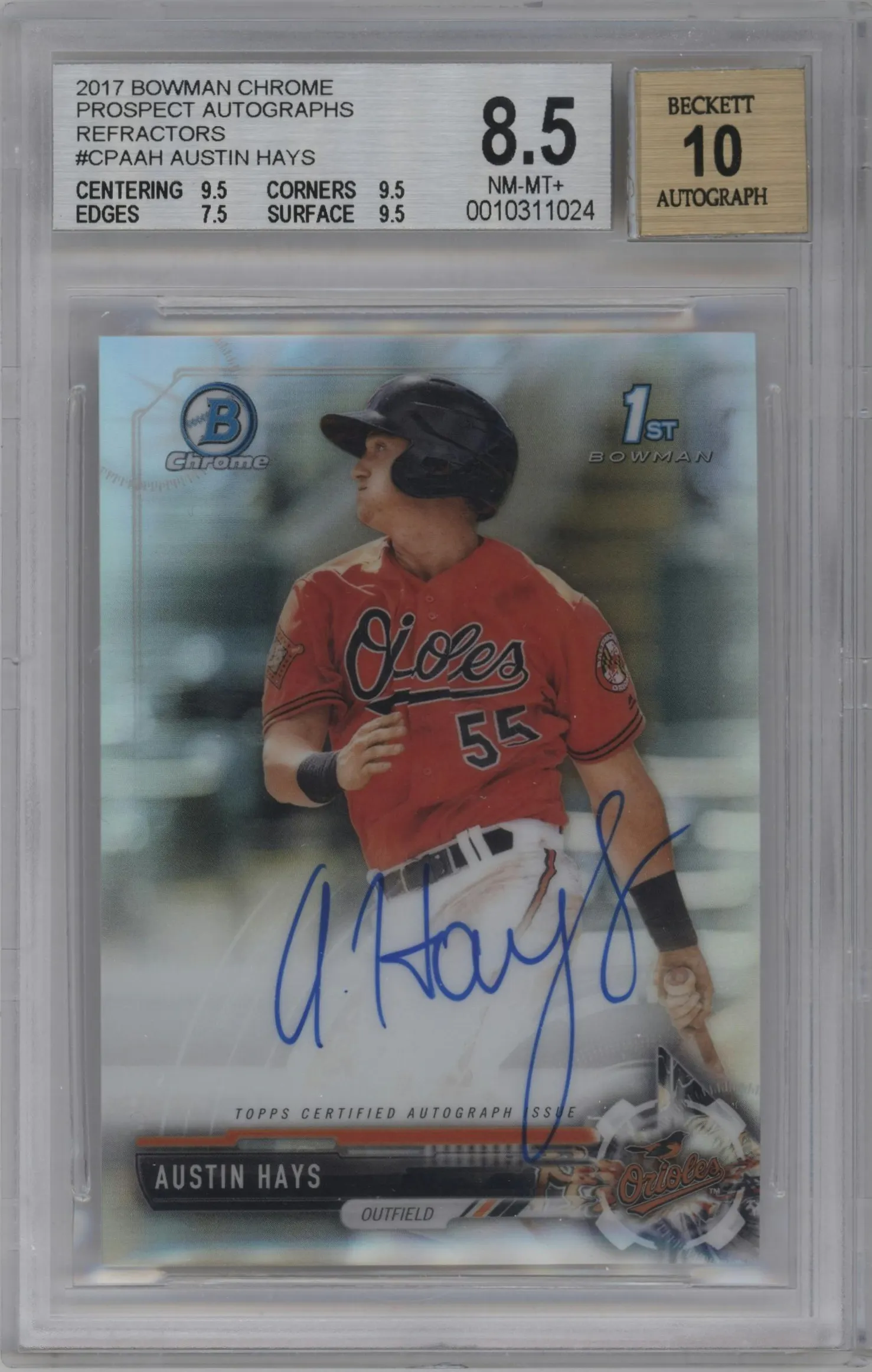 2017 Bowman Chrome Chr.Pros.Auto Austin Hays Refractor BGS 8.5