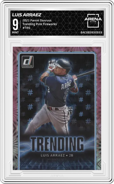 2021 Panini Donruss Trending Luis Arraez Pink Fireworks ARENA CLUB 9