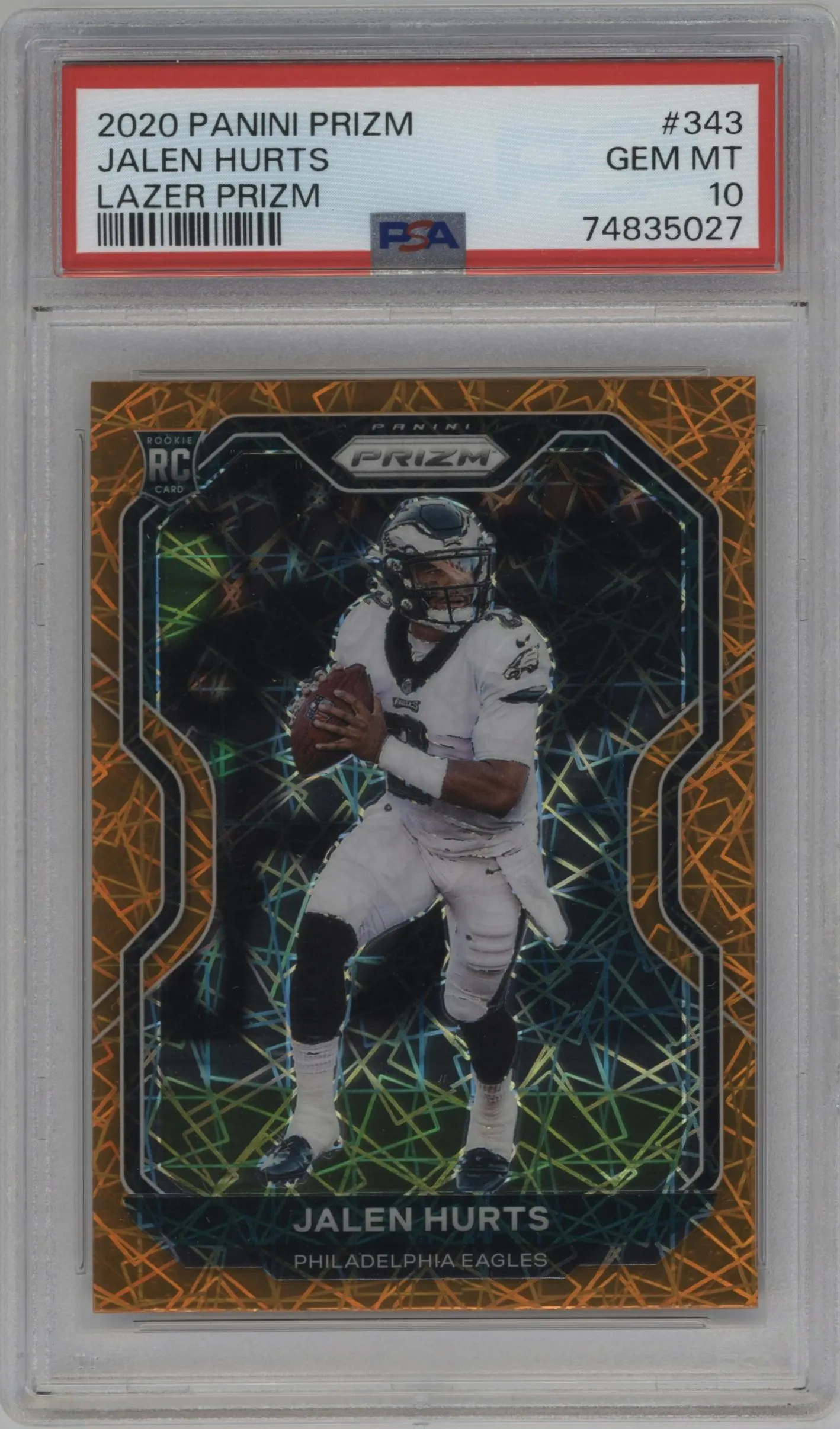 2020 Panini Prizm Jalen Hurts Lazer PSA 10