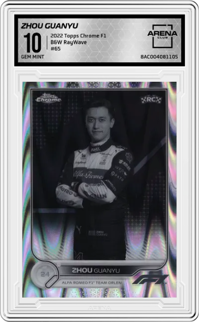 2022 Topps Chrome F1 Zhou Guanyu B&W RayWave #65 ARENA CLUB 10