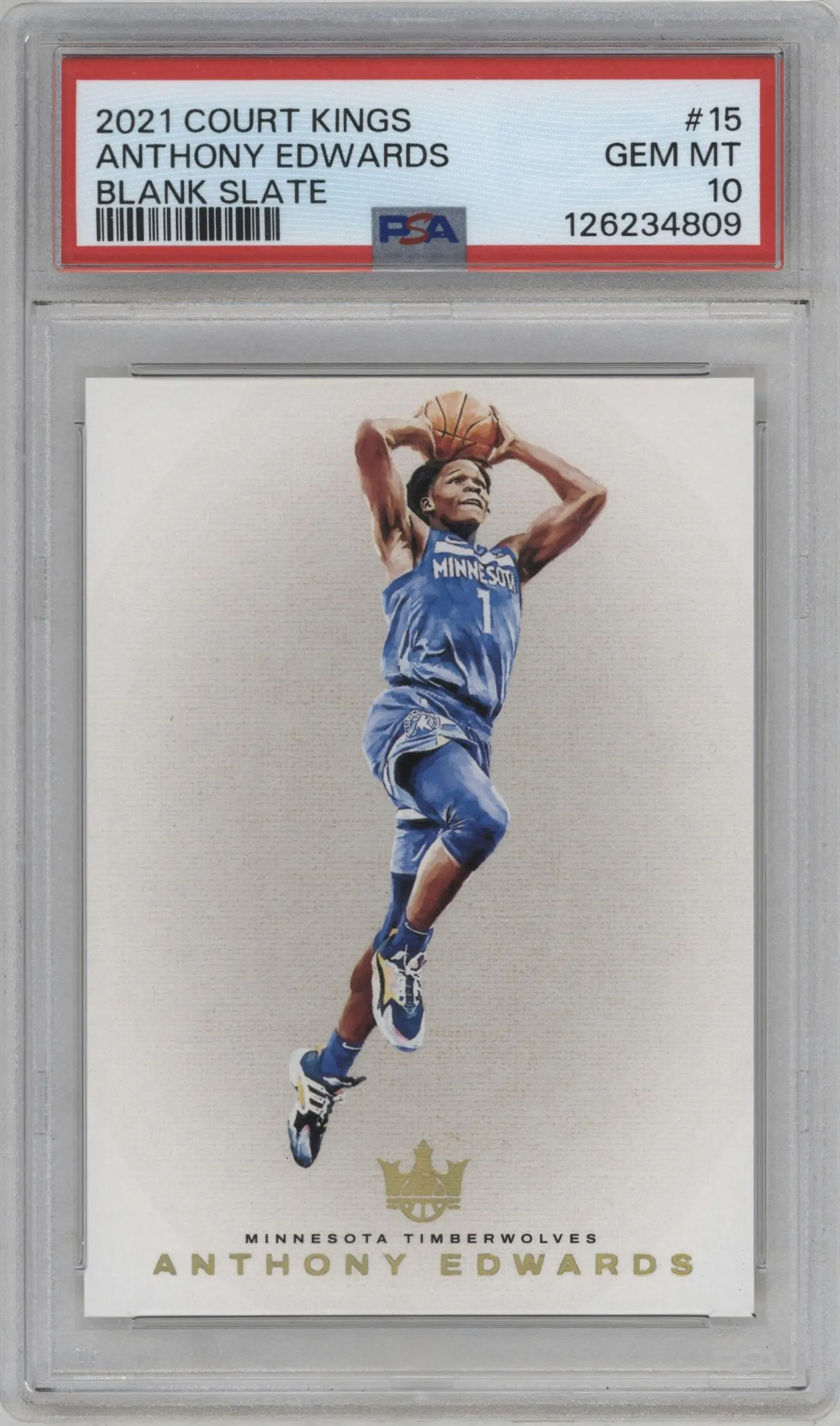 2021 Panini Court Kings Blank Slate Anthony Edwards #15 PSA 10