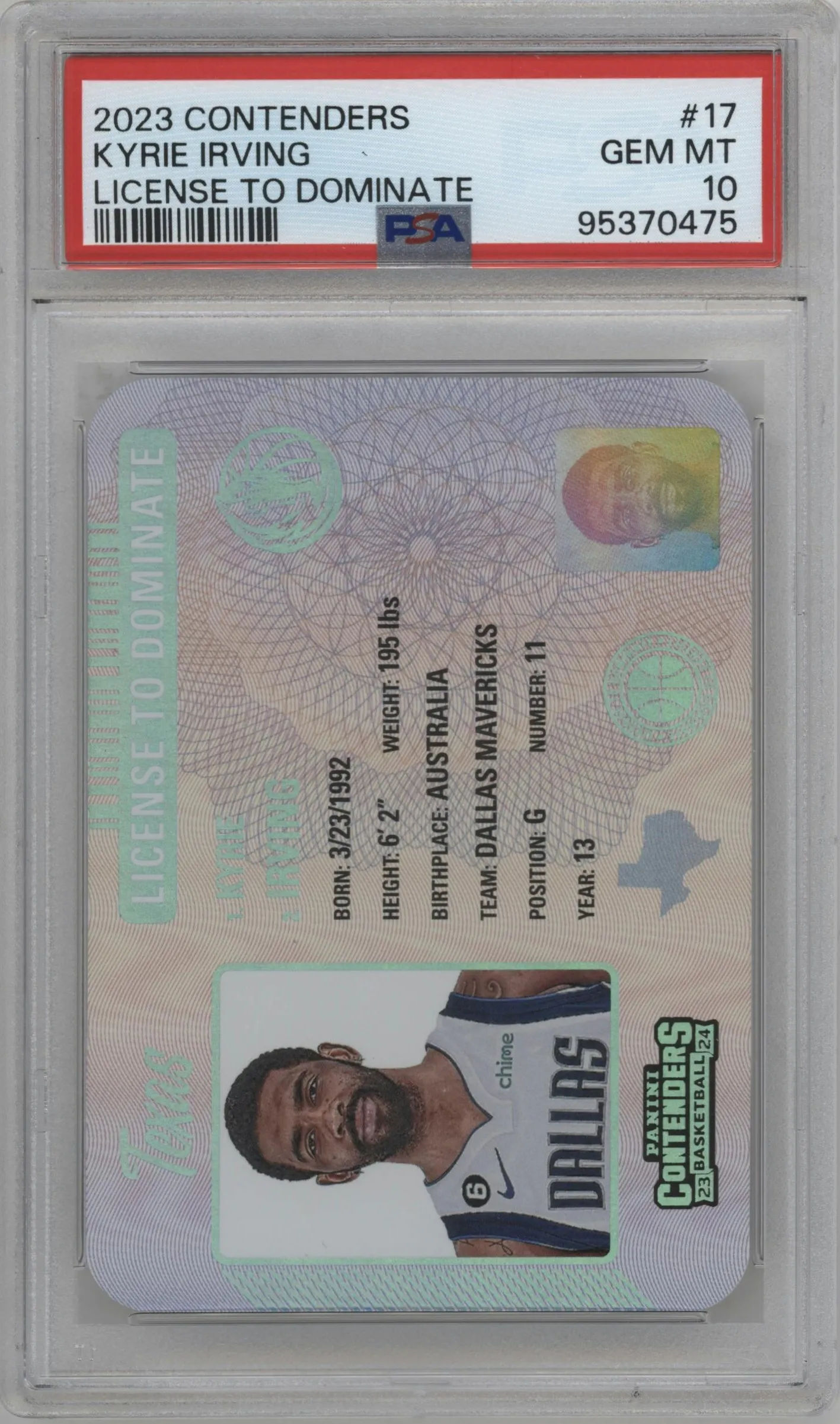 2023 Panini Contenders License to Dominate Kyrie Irving #17 PSA 10