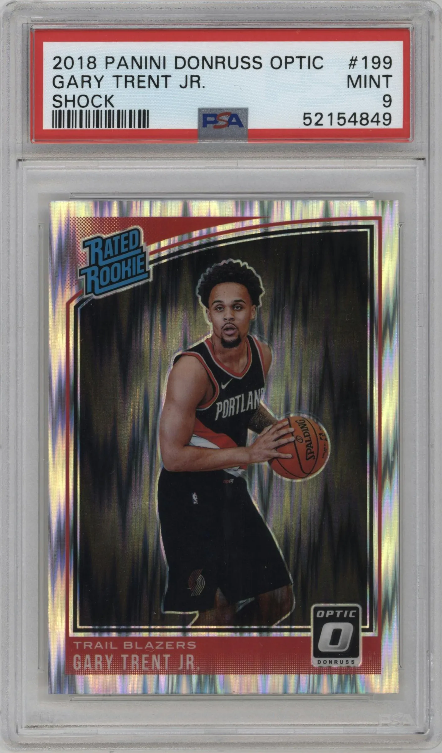 2018 Panini Donruss Optic Rated Rookie Gary Trent Jr. Shock PSA 9