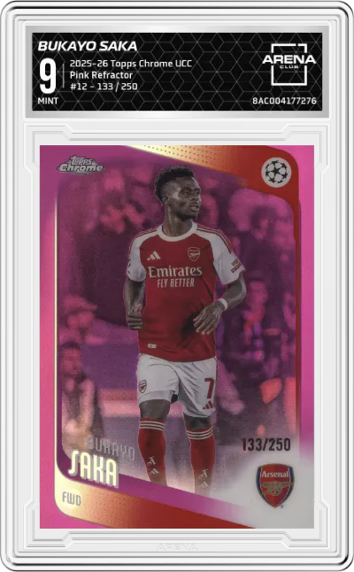 2025 Topps Chrome UEFA Club Competitions Bukayo Saka Pink Refractor #12 ARENA CLUB 9