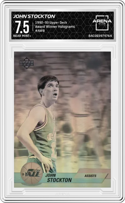 1992 Upper Deck Award Winner Holograms John Stockton #AW8 ARENA CLUB 7.5