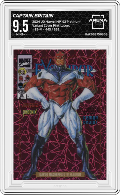 2024 Upper Deck Marvel Masterpieces '92 Platinum Variant Cover Captain Britain Pink Lasers ARENA CLUB 9.5