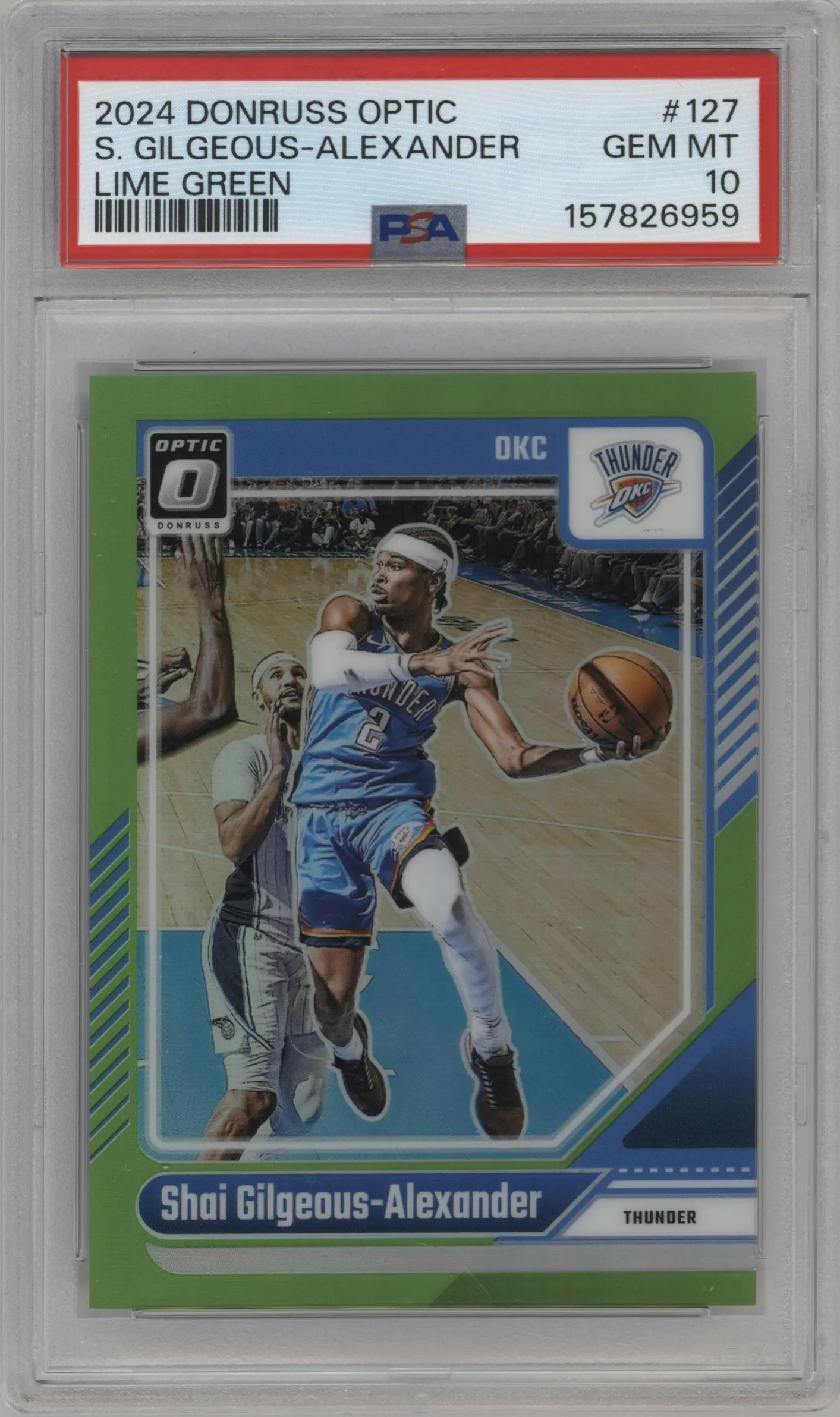 2024 Donruss Optic Shai Gilgeous-Alexander Lime Green #127 PSA 10