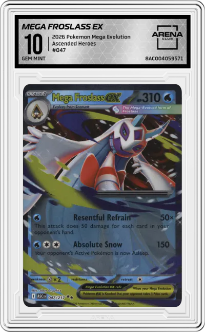 2026 Pokemon Mega Evolution Ascended Heroes Mega Froslass ex #047 ARENA CLUB 10