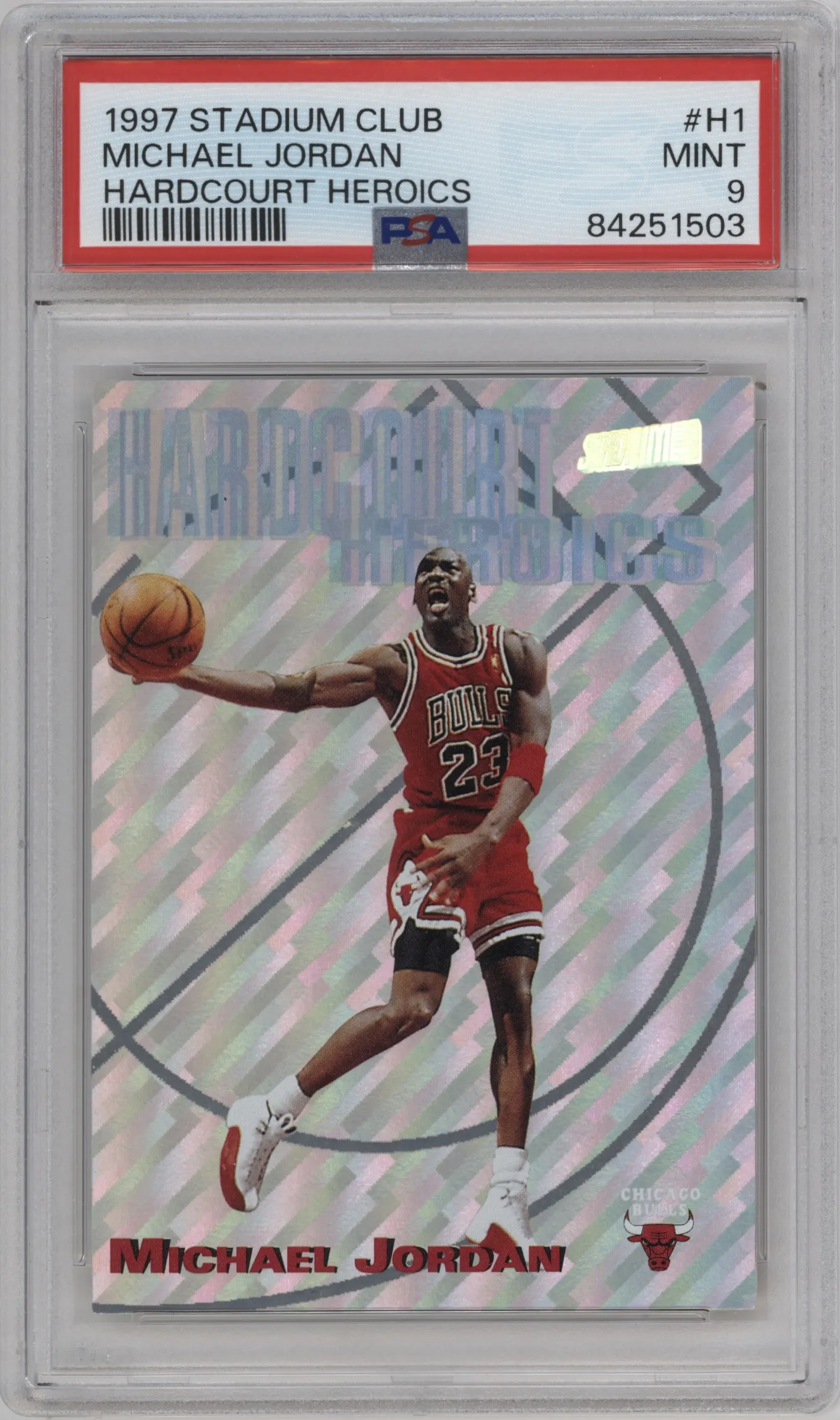 1997 Topps Stadium Club Hardcourt Heroics Michael Jordan #H1 PSA 9