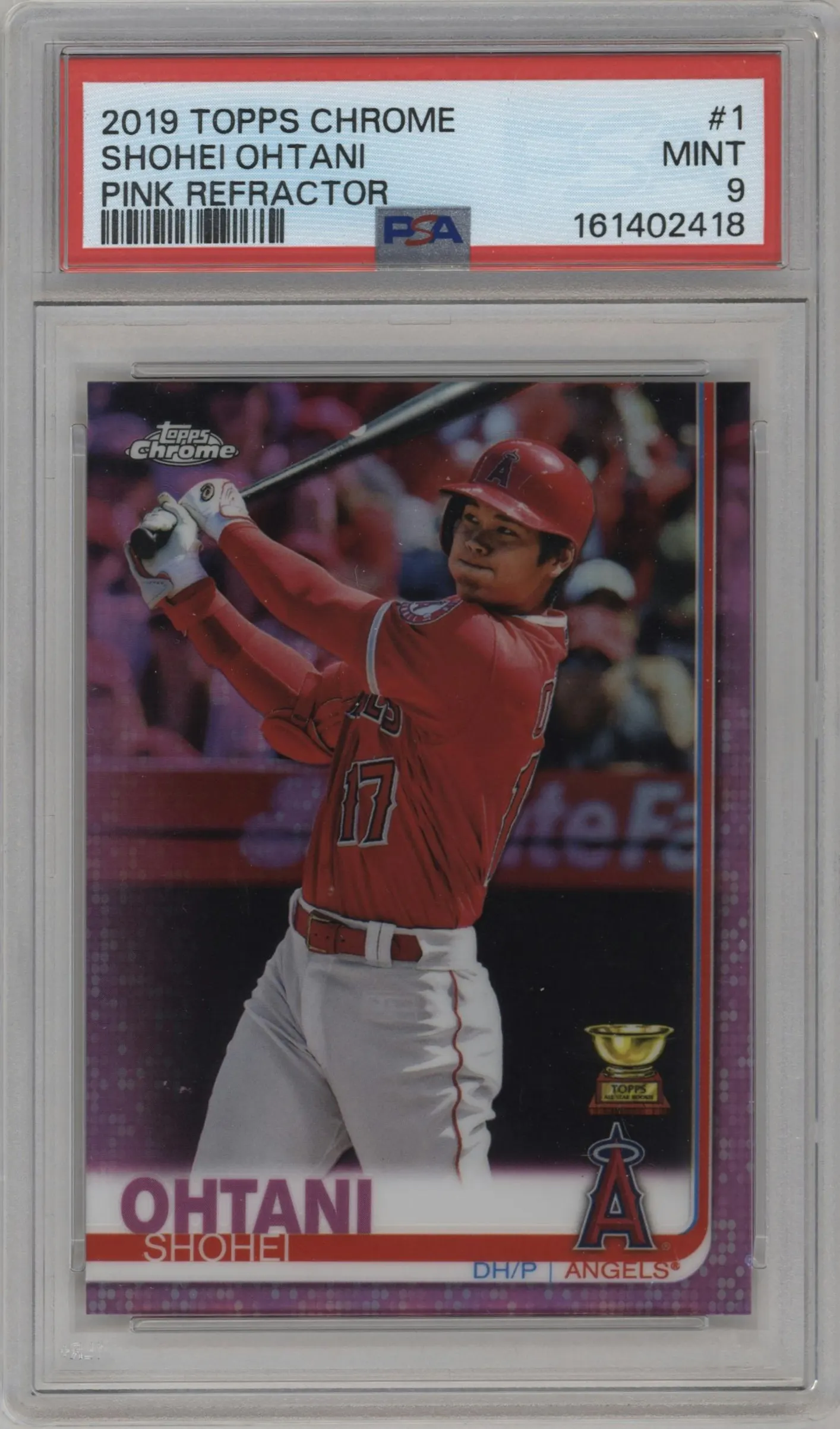 2019 Topps Chrome Shohei Ohtani Pink Refractor #1 PSA 9