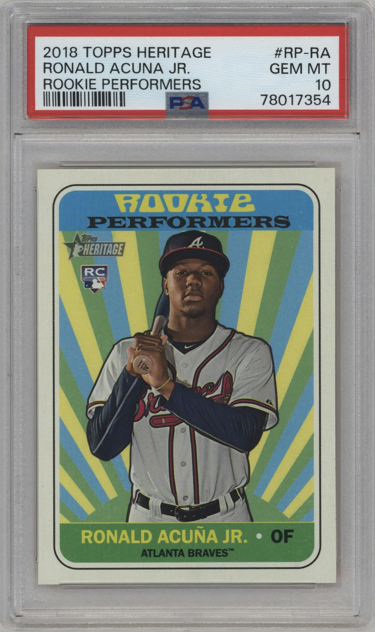 2018 Topps Heritage High Number Rke.Performers Ronald Acuna Jr. #RP-RA PSA 10