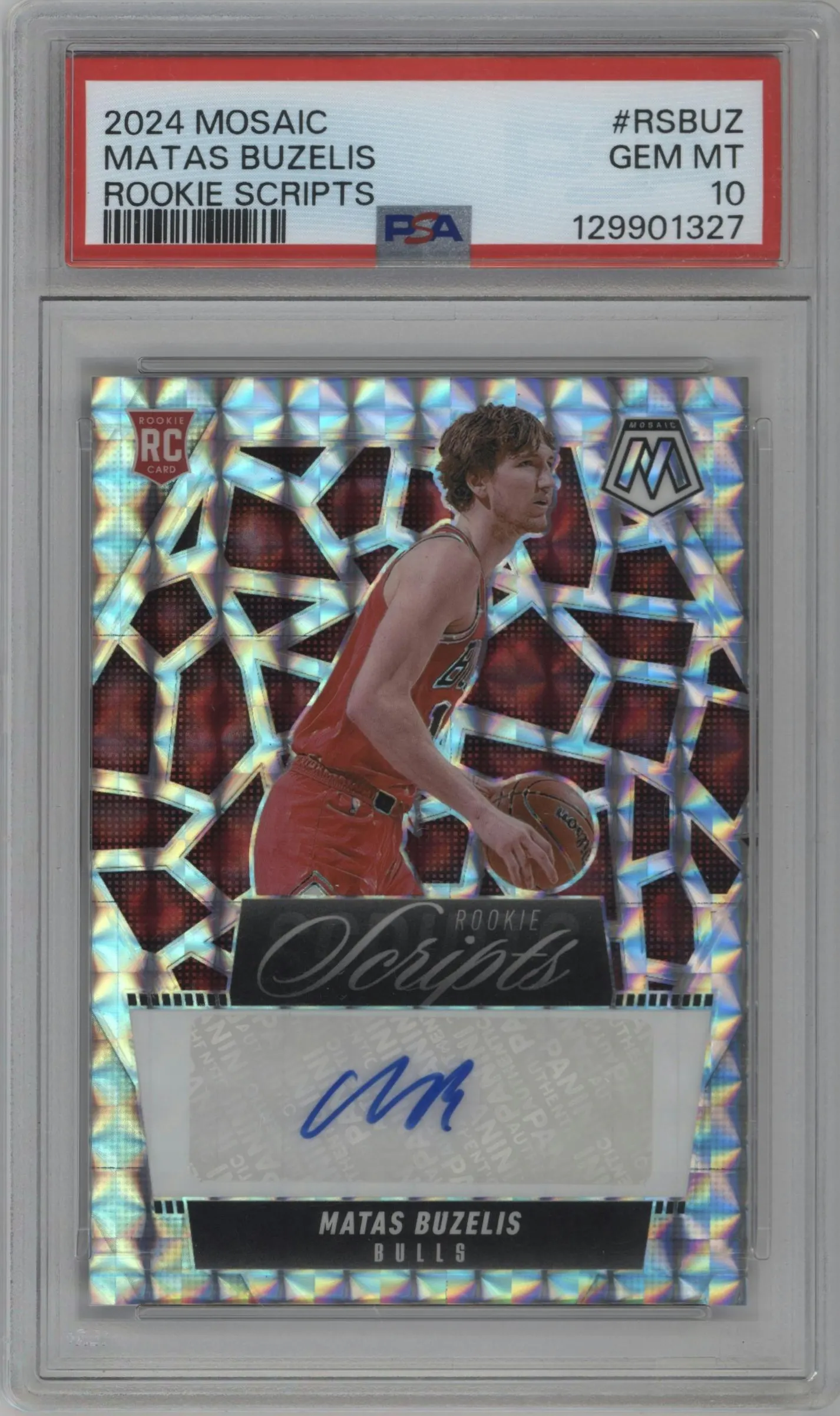 2024 Panini Mosaic Rke.Scripts Matas Buzelis #RS-BUZ PSA 10