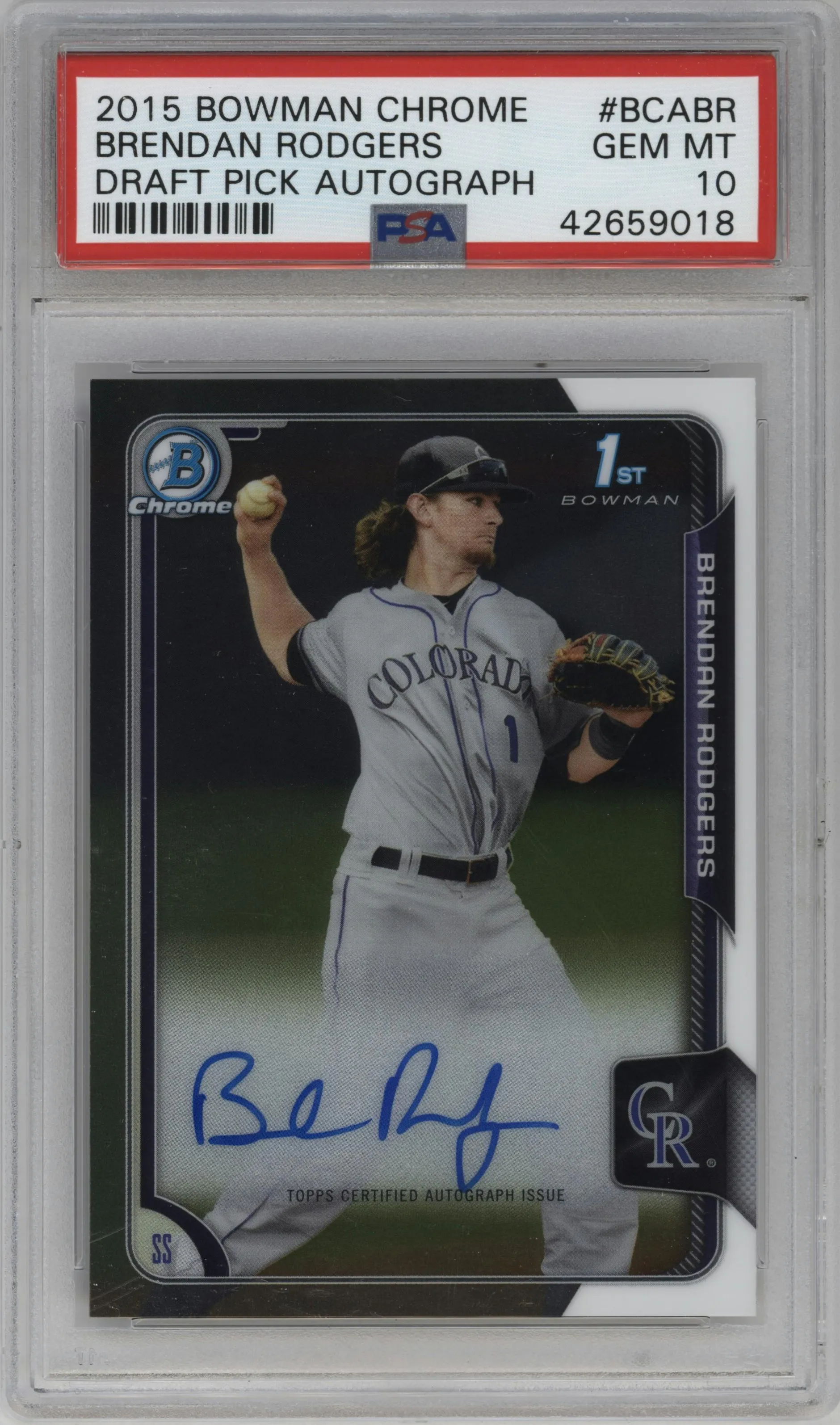 2015 Bowman Draft Chrome DP Auto Brendan Rodgers #BCA-BR PSA 10