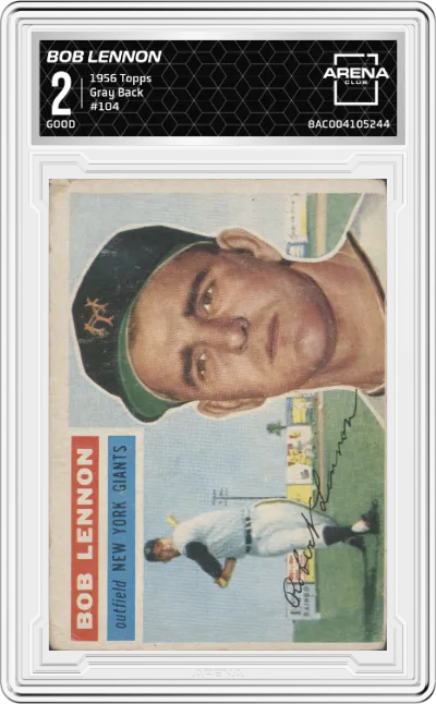 1956 Topps Bob Lennon Gray Back #104 ARENA CLUB 2