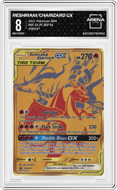 2021 Pokemon S&M Reshiram/Charizard GX Reshiram Charizard GX Premium Collection #SM247 ARENA CLUB 8