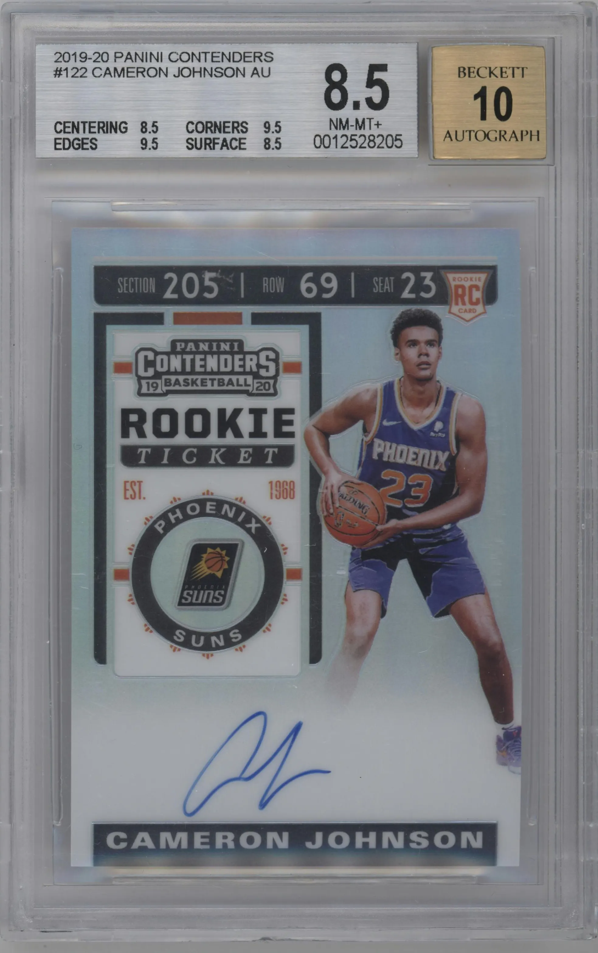 2019 Panini Contenders Rke.Tkt.Auto Cameron Johnson #122 BGS 8.5