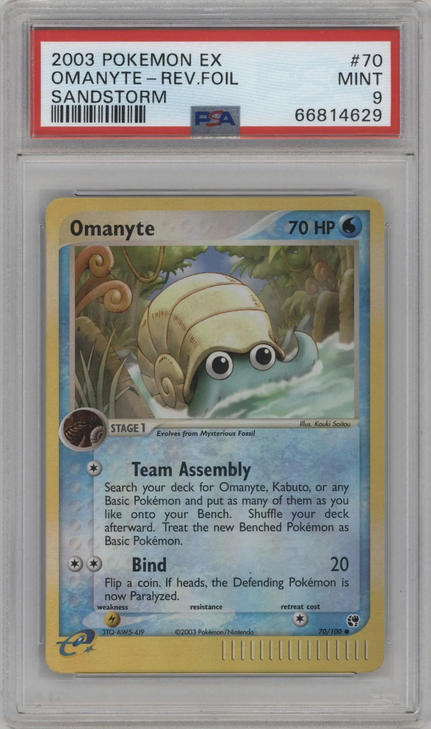 2003 Pokemon EX Sandstorm Omanyte #70 PSA 9