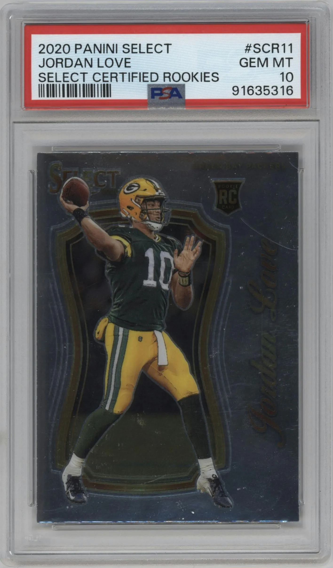 2020 Panini Select Certified Rke. Jordan Love #SCR-11 PSA 10