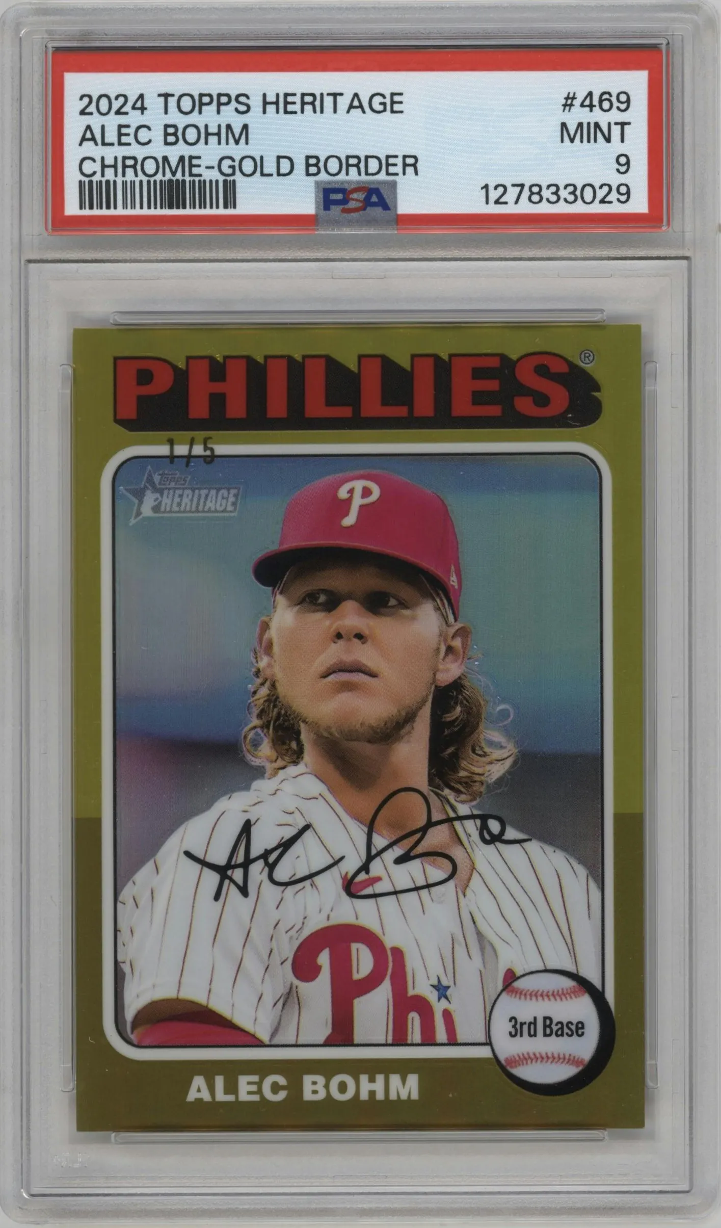 2024 Topps Heritage Alec Bohm Chrome Gold Refractor #469 PSA 9