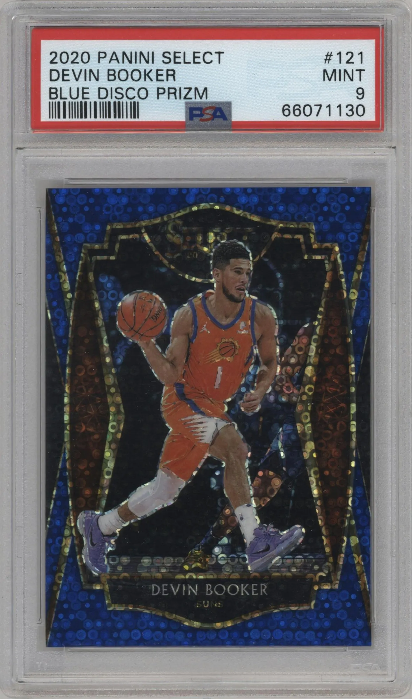 2020 Panini Select Pre.Lvl. Devin Booker Disco Blue #121 PSA 9