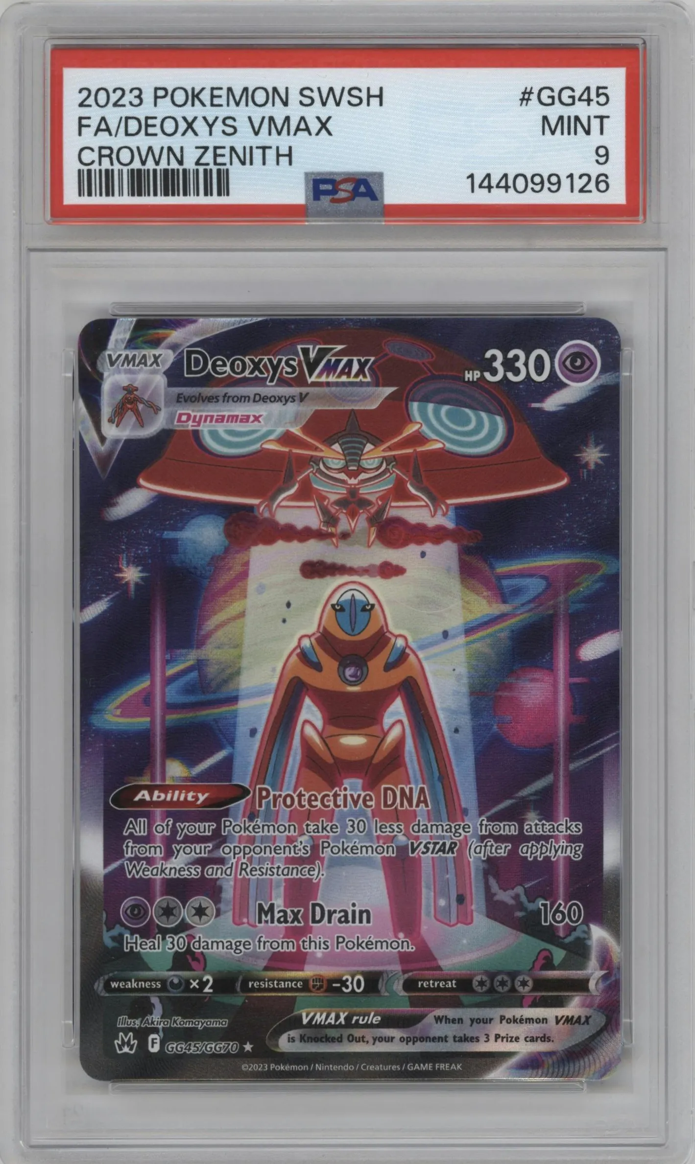 2023 Pokemon SWSH Crown Zenith GG Deoxys VMAX #GG45 PSA 9