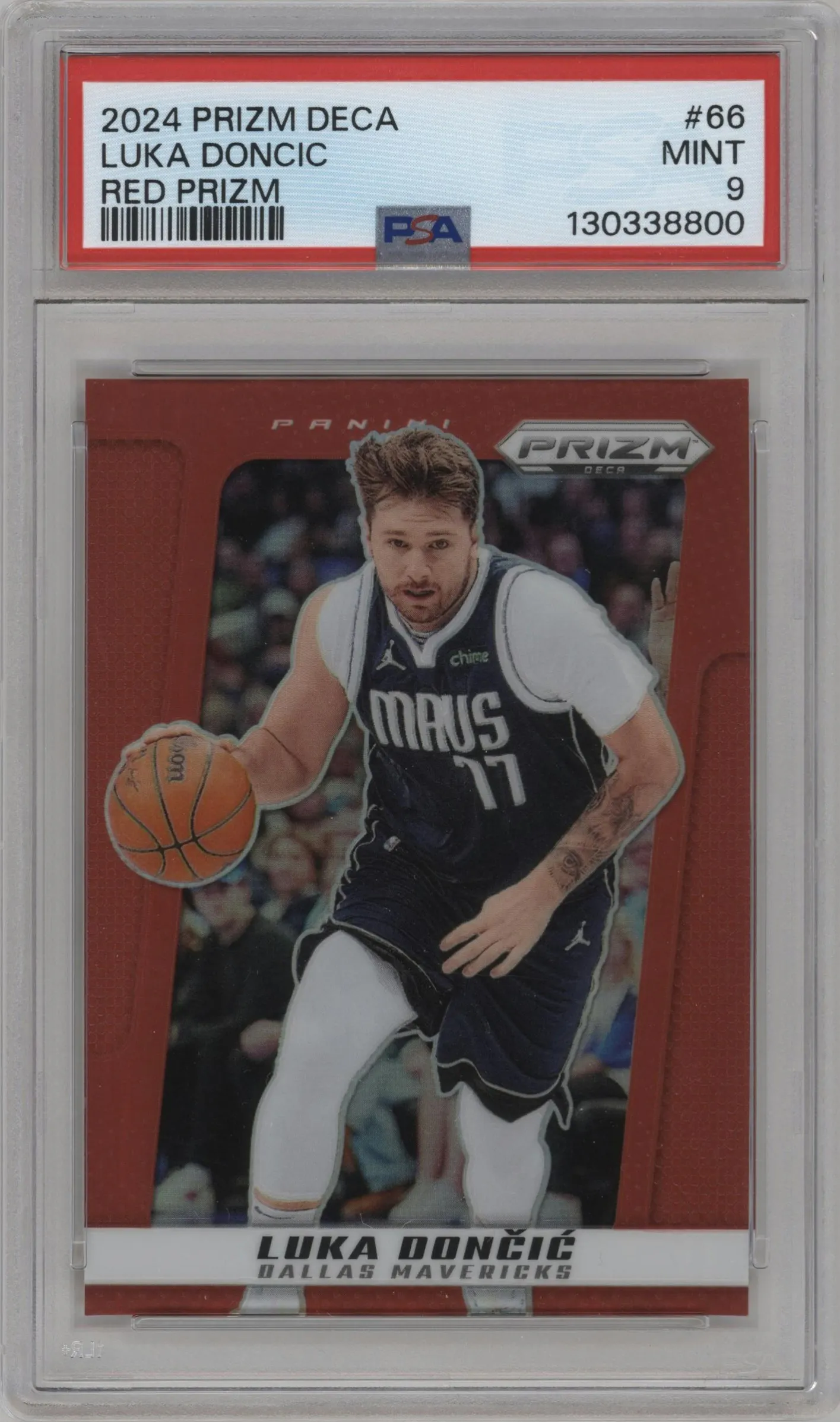 2024 Panini Prizm Deca Luka Doncic Red Prizm #66 PSA 9
