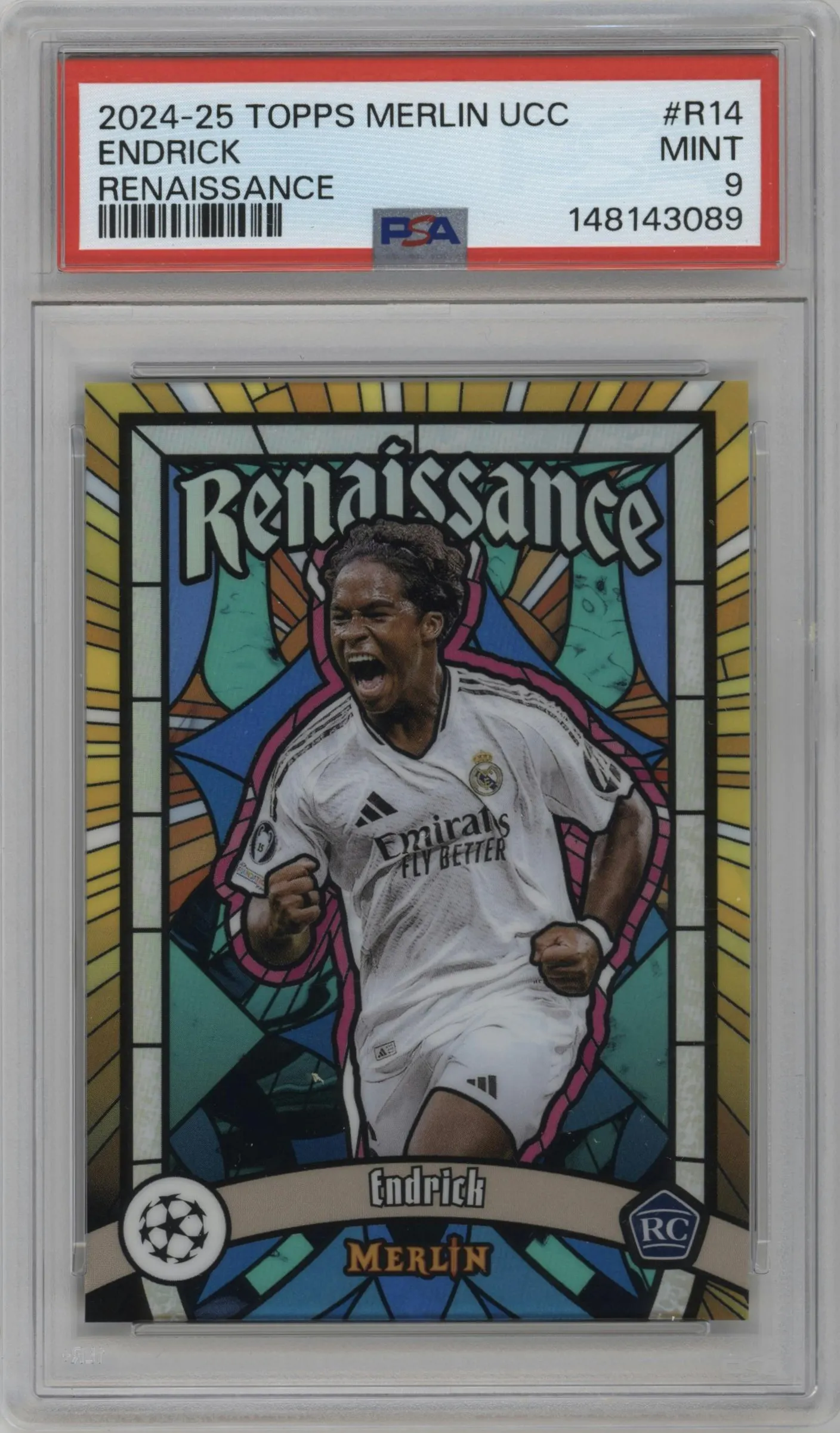 2024 Topps Merlin UEFA Club Competitions Renaissance Endrick PSA 9