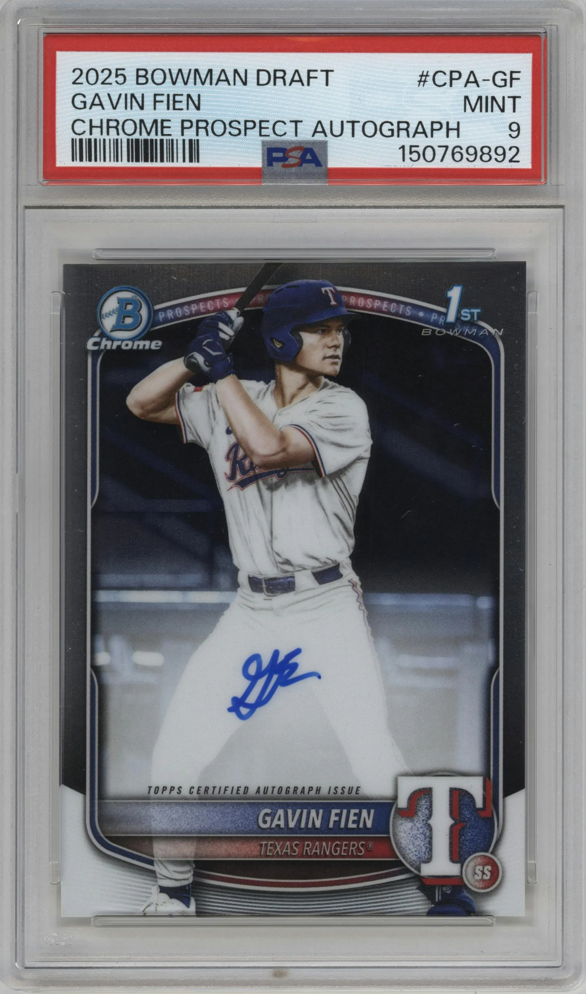 2025 Bowman Draft Chr.Pros.Auto Gavin Fien #CPA-GF PSA 9