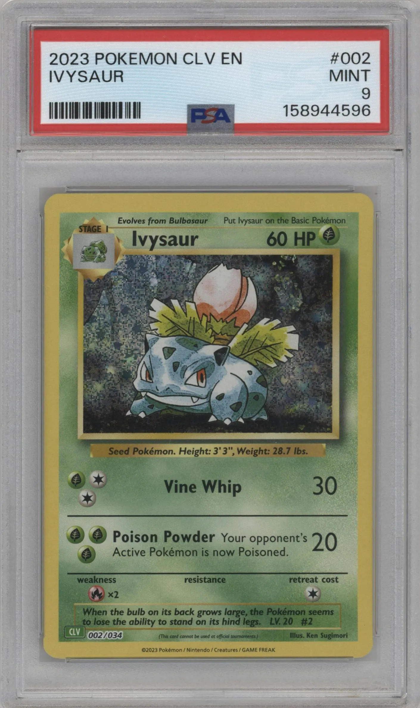 2023 Pokemon CLV Ivysaur #002 PSA 9