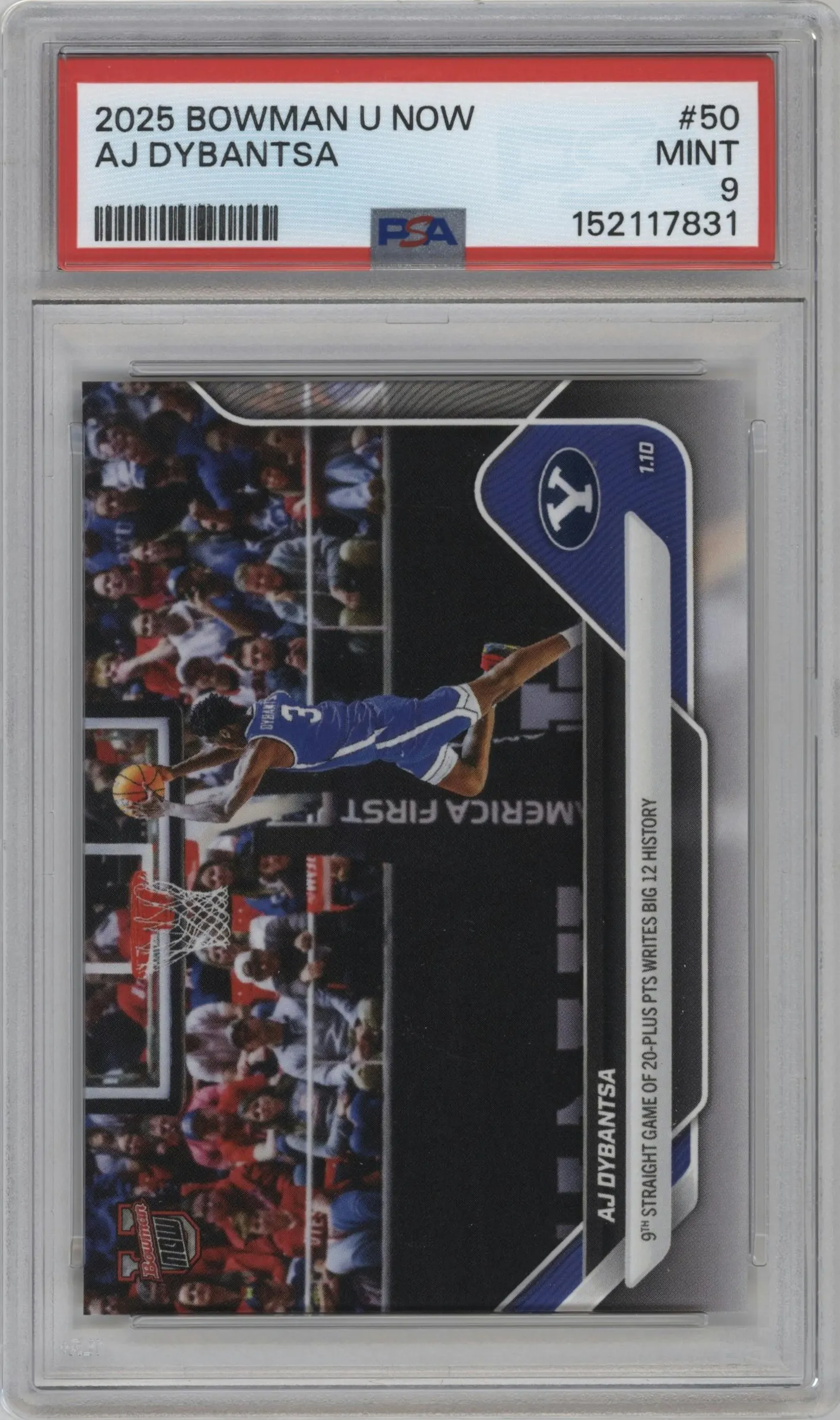 2025 Bowman U Now AJ Dybantsa #50 PSA 9