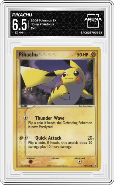 2006 Pokemon EX Holon Phantoms Pikachu #78 ARENA CLUB 6.5