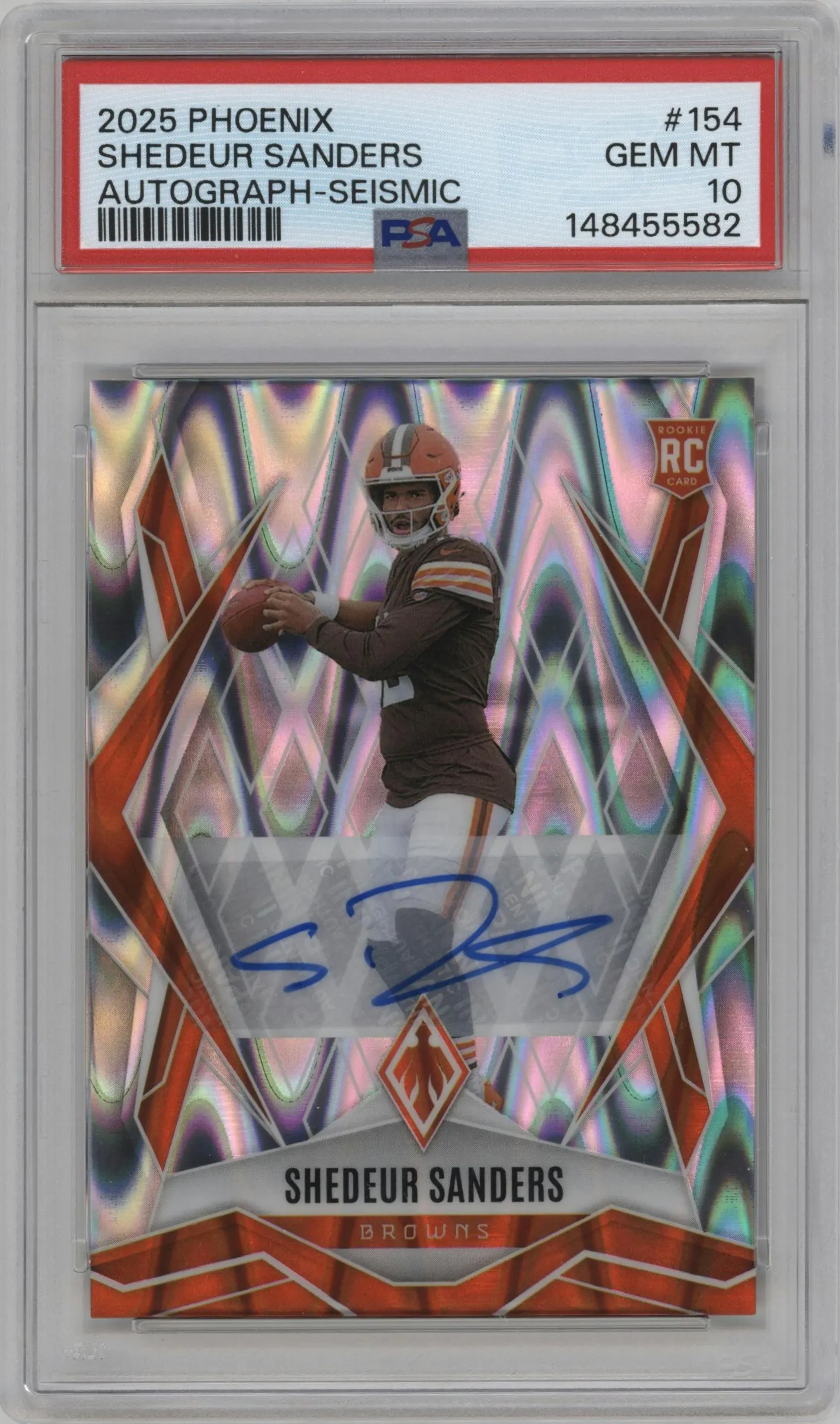 2025 Panini Phoenix Rke.Auto Shedeur Sanders Seismic Prizm #154 PSA 10