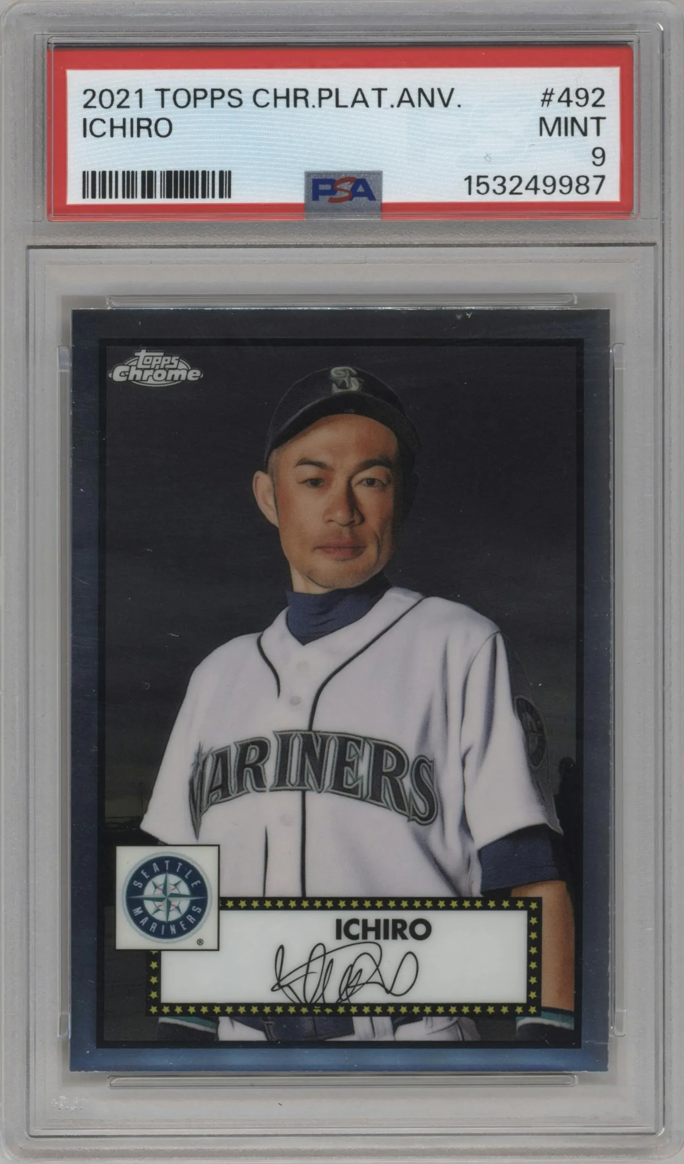 2021 Topps Chrome Platinum Anniversary Ichiro #492 PSA 9