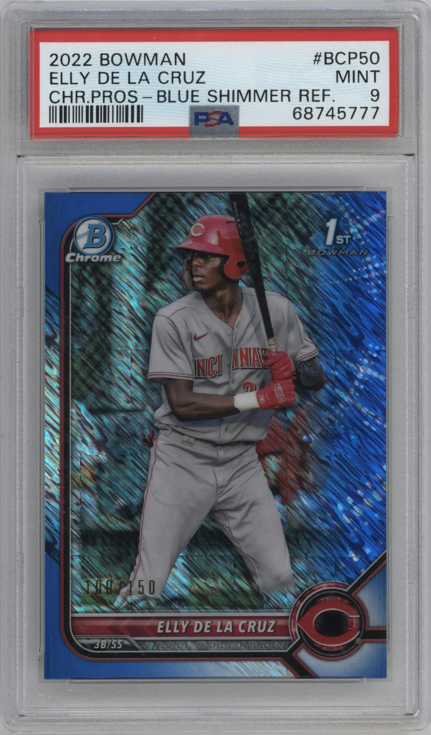 2022 Bowman Chr.Pros. Elly De La Cruz Blue Shimmer #BCP-50 PSA 9