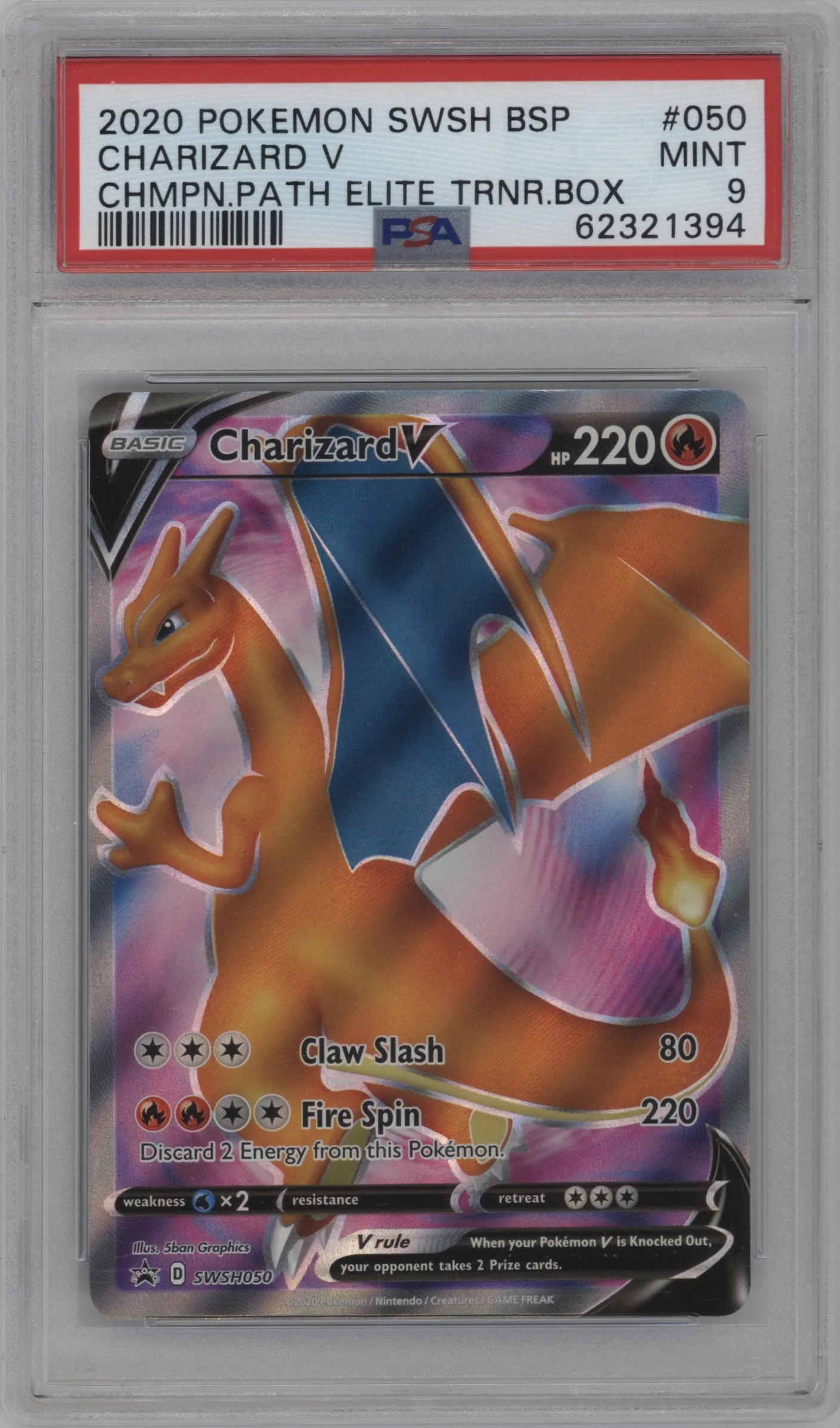 2020 Pokemon SWSH Charizard V Champion's Path ETB PSA 9